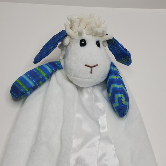 Wee Believers Child of God Lamb Sheep Lovey White Blue Security Blanket - Picture 2 of 13